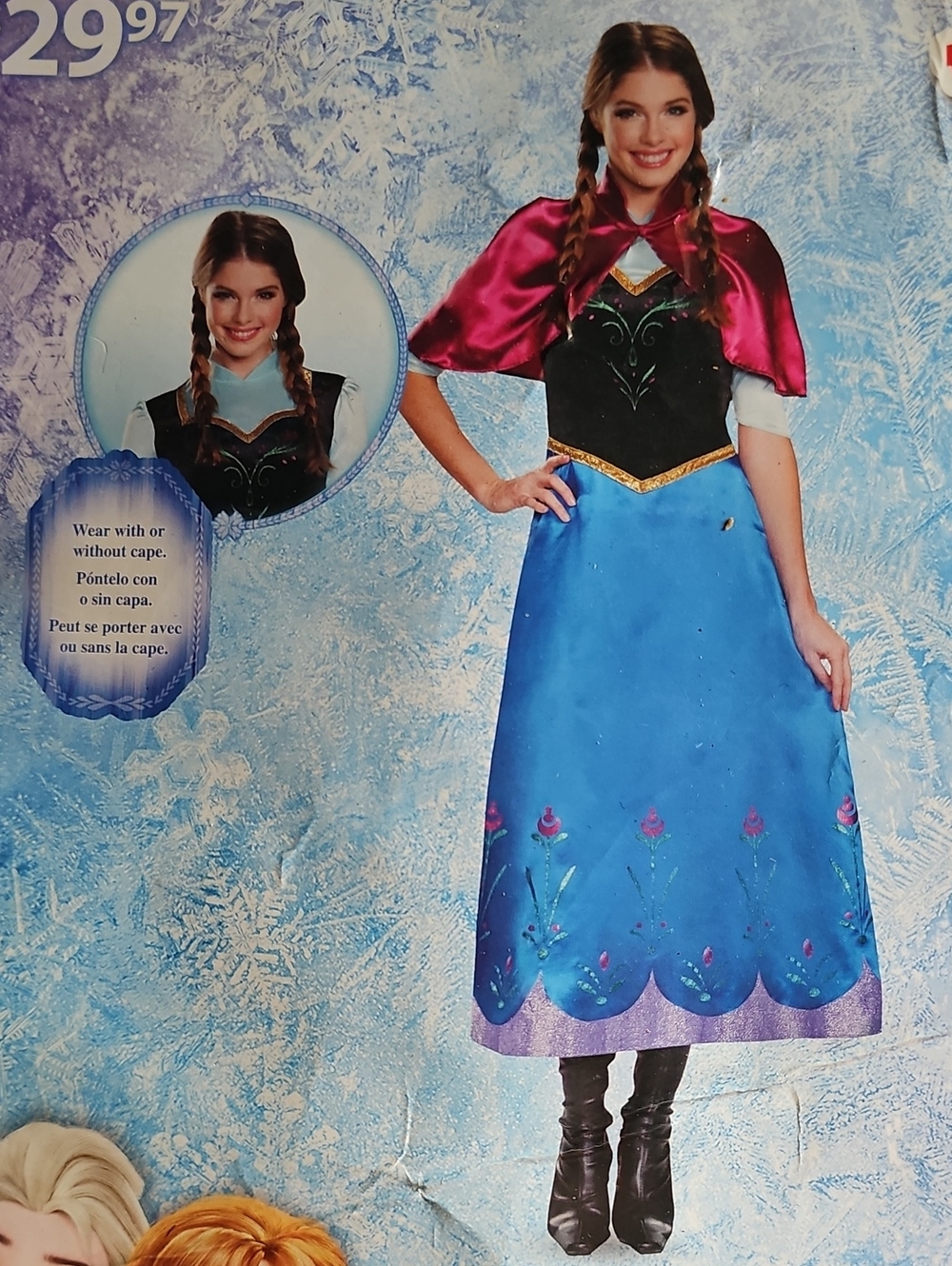 Womens Princess Anna Costume Dress with Cape